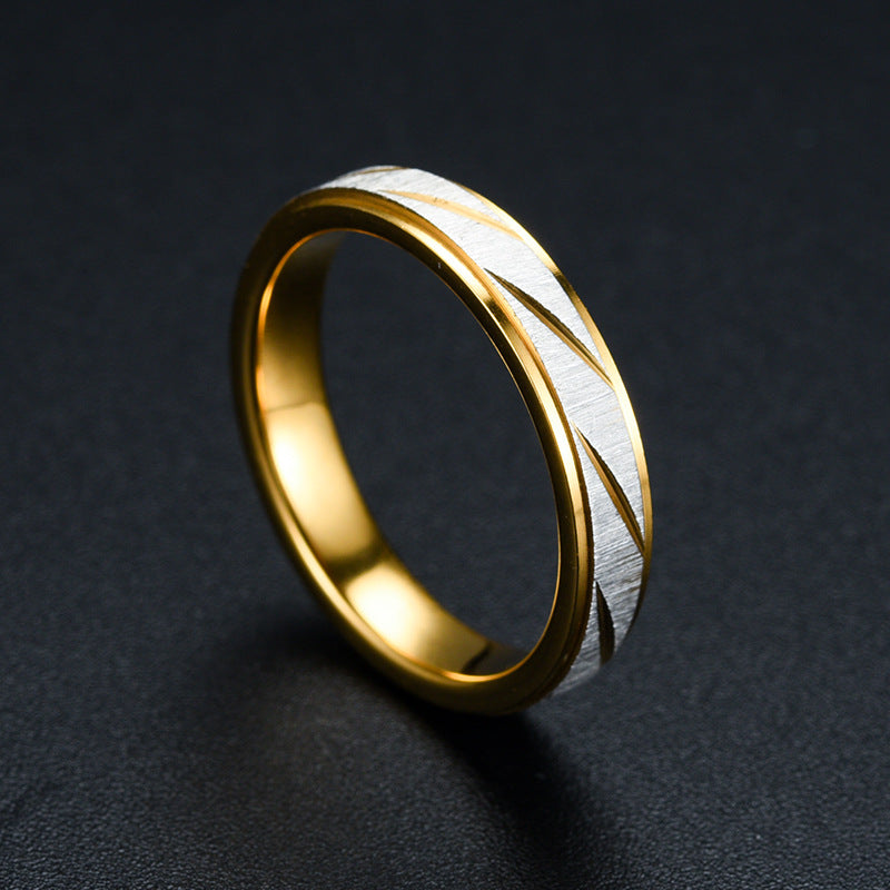 fashion golden slash stainless steel ring