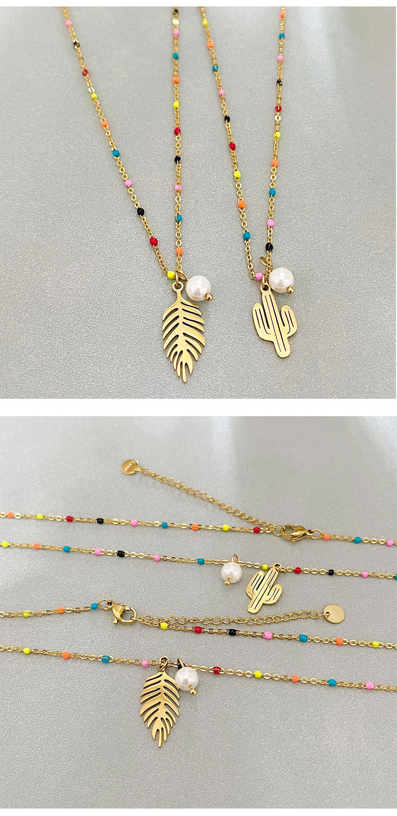 Jewelry Simple Style Classic Style Cactus Leaf Titanium Steel Plating Stainless Steel Necklaces