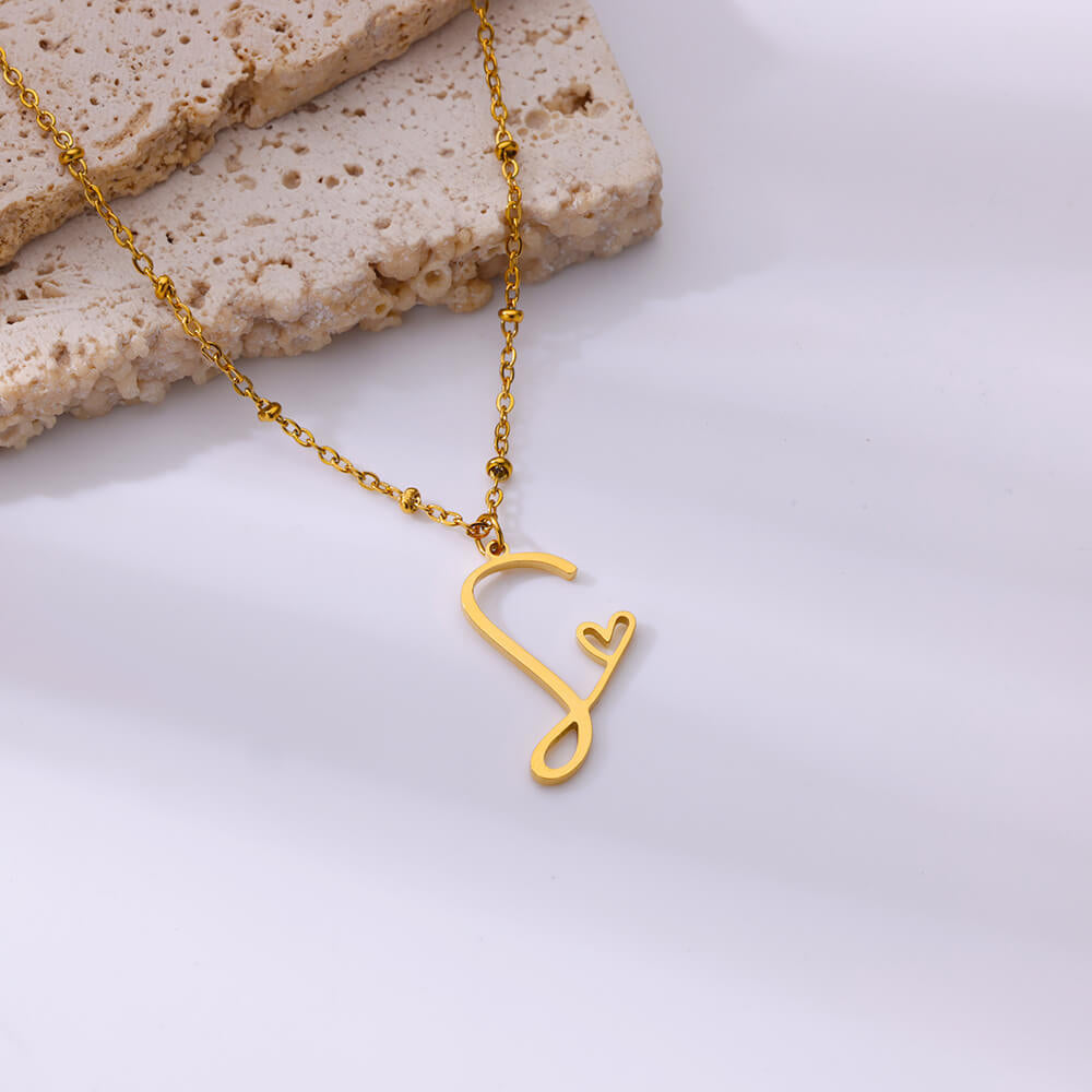 Jewelry IG Style Sweet Letter Heart Shape 304 Stainless Steel Plating Hollow Out Pendant Necklace