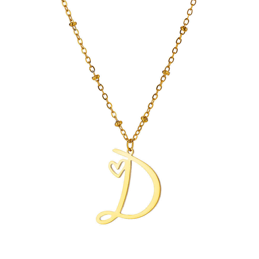 Jewelry IG Style Sweet Letter Heart Shape 304 Stainless Steel Plating Hollow Out Pendant Necklace