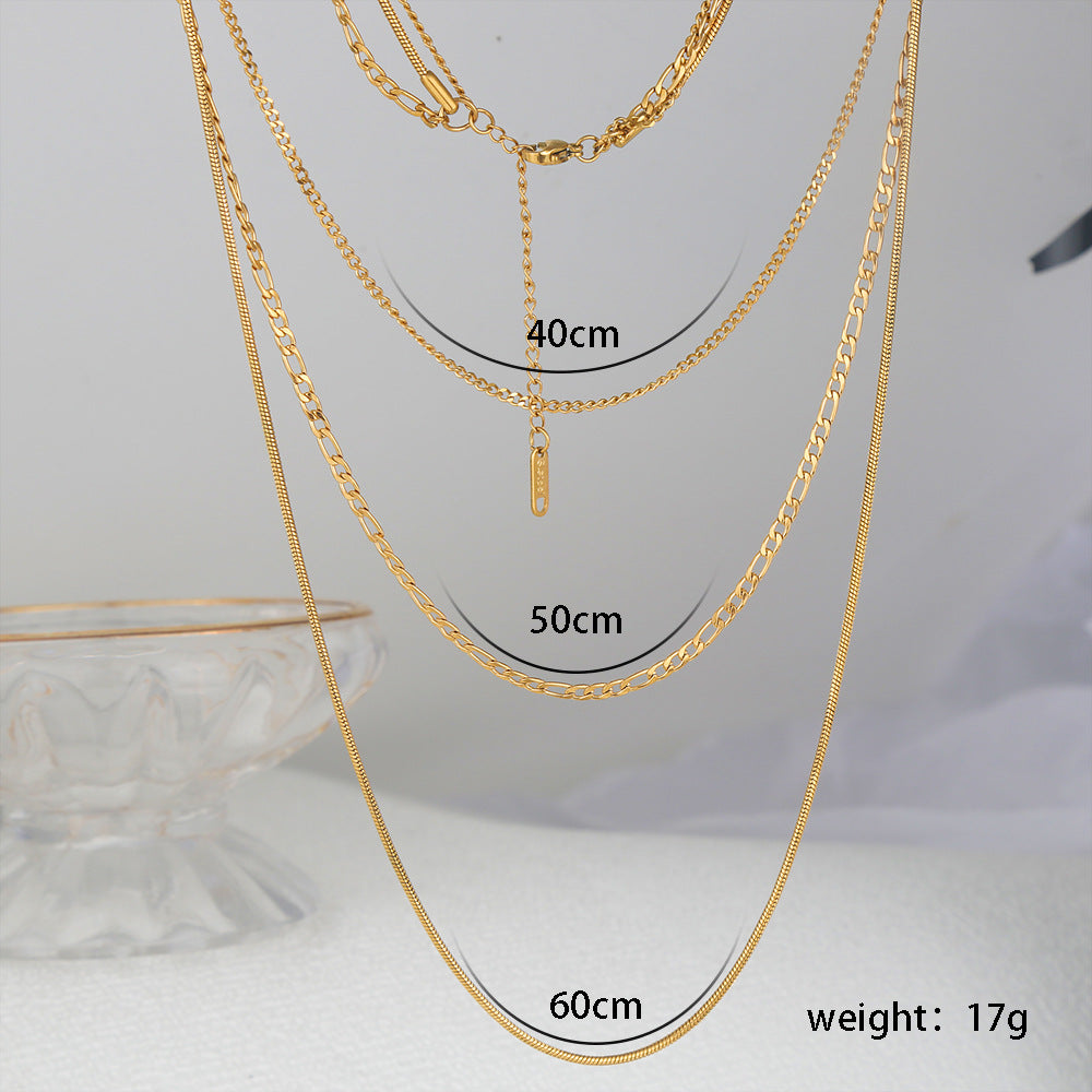 Jewelry Elegant Streetwear Geometric 304 Stainless Steel Plating Layered Necklaces