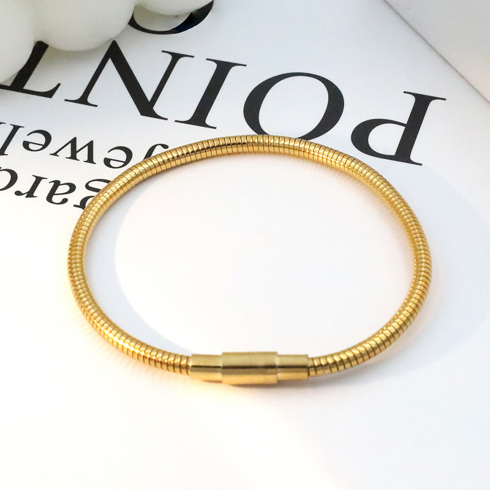 IG Style Simple Style Solid Color Titanium Steel 18K Gold Plated Bangle In Bulk