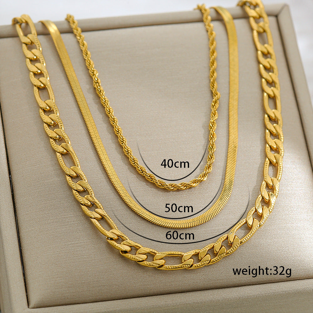 Jewelry Elegant Streetwear Geometric 304 Stainless Steel Plating Layered Necklaces