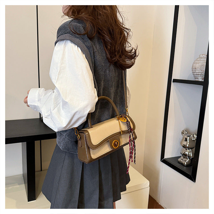 Women's Medium Pu Leather Solid Color Streetwear Square Lock clasp Crossbody Bag