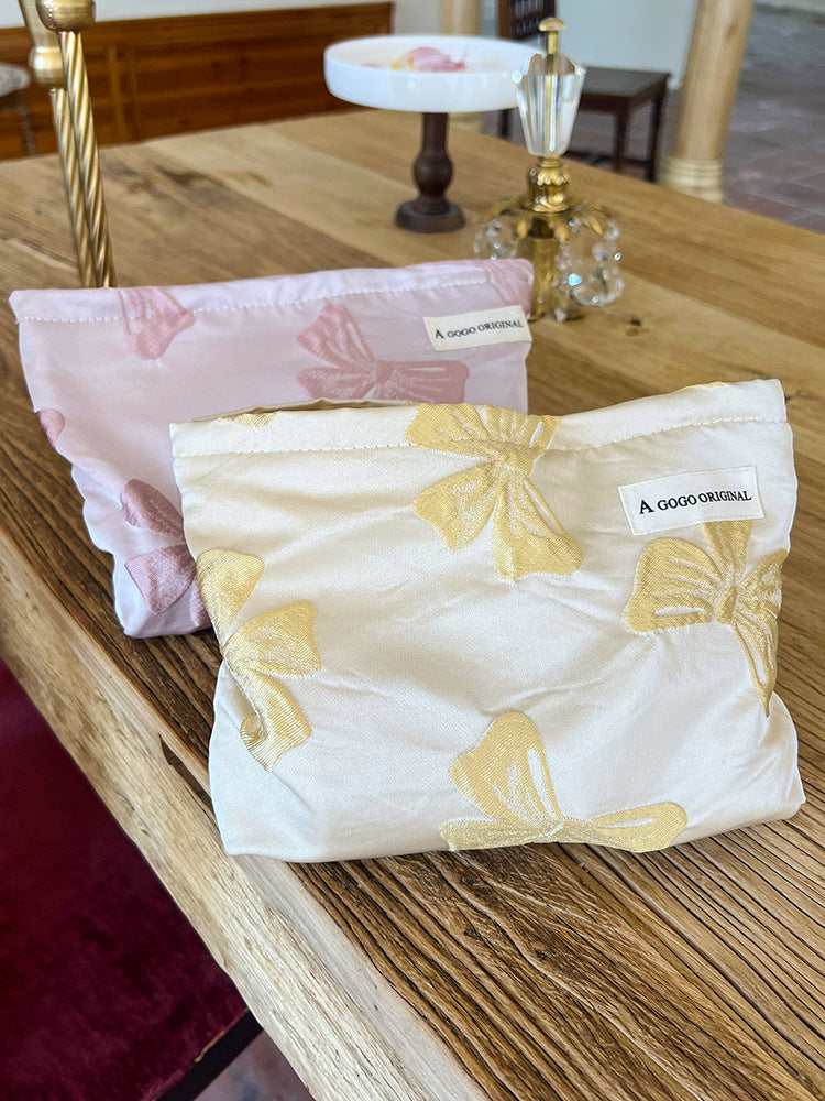 Elegant Streetwear Solid Color Bow Knot Polyester Square Makeup Bags