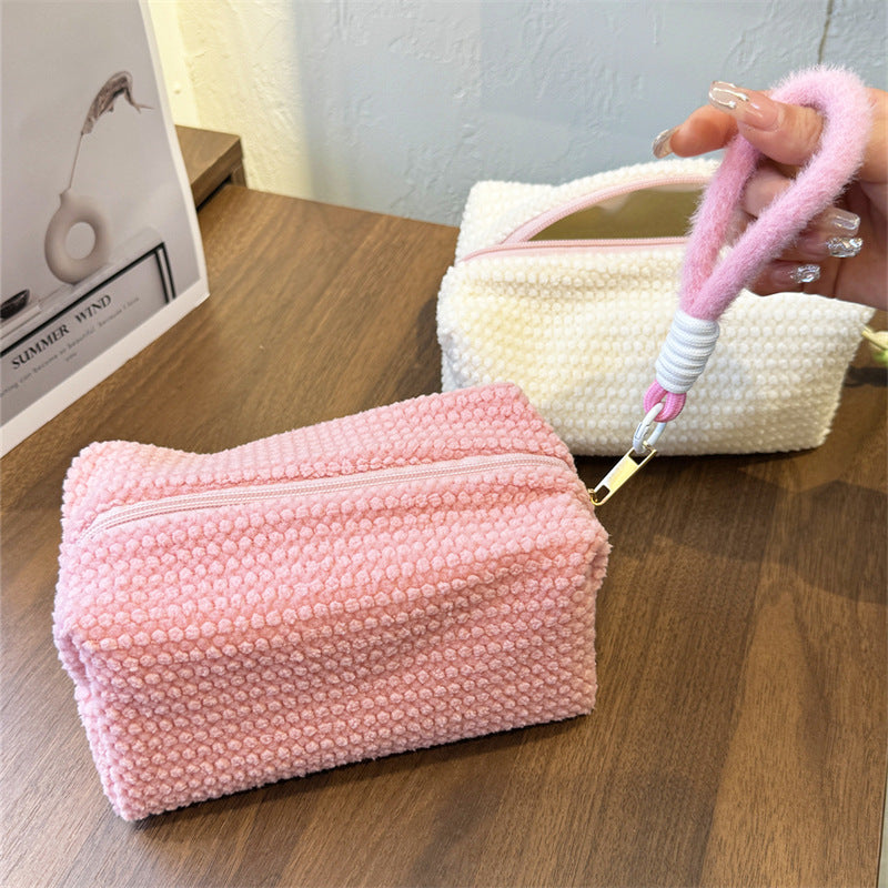 Elegant Streetwear Solid Color Polyester Plaid Square Makeup Bags