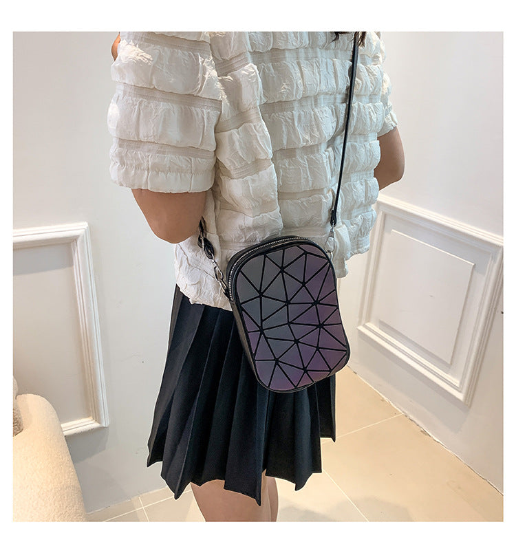 Women's Pu Leather Geometric Basic Sewing Thread Square Zipper Shoulder Bag