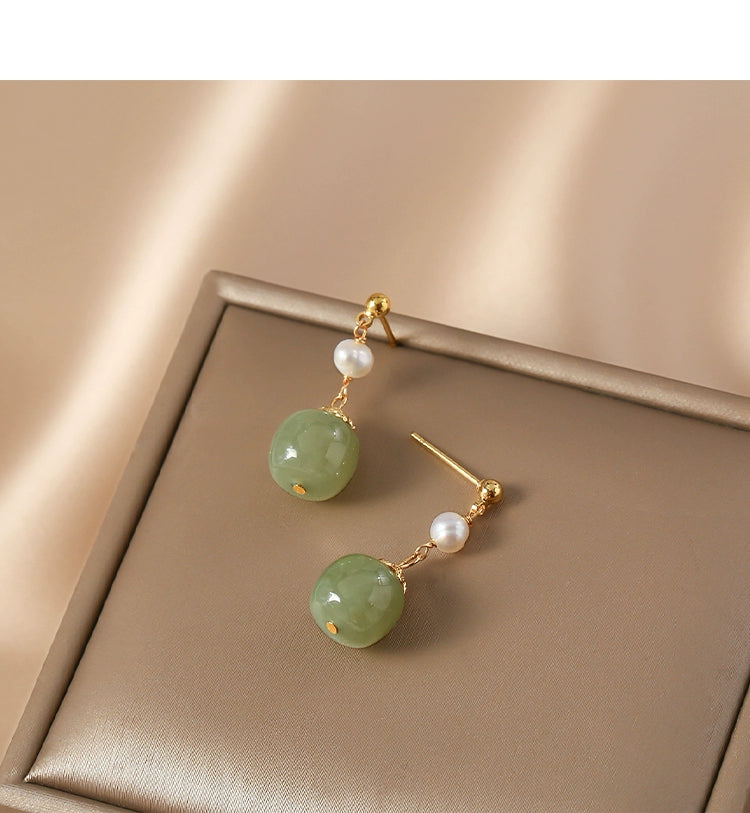 1 Pair Retro Geometric natural stone Drop Earrings - CEJEW