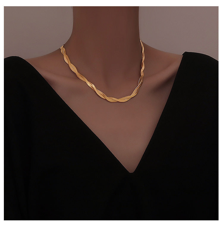 retro geometric solid color titanium steel necklace 1 piece