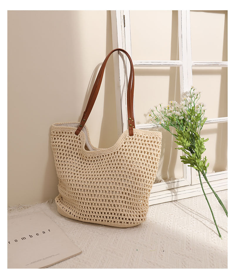 Women's Medium Polyester Solid Color Ethnic Style Weave Square Magnetic Buckle Straw Bag