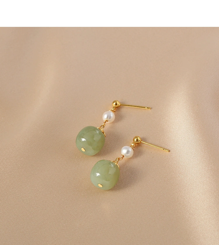 1 Pair Retro Geometric natural stone Drop Earrings - CEJEW