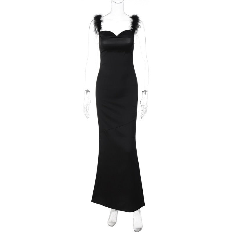 Women's Sheath Dress Streetwear U Neck Sleeveless Solid Color Maxi Long Dress Holiday