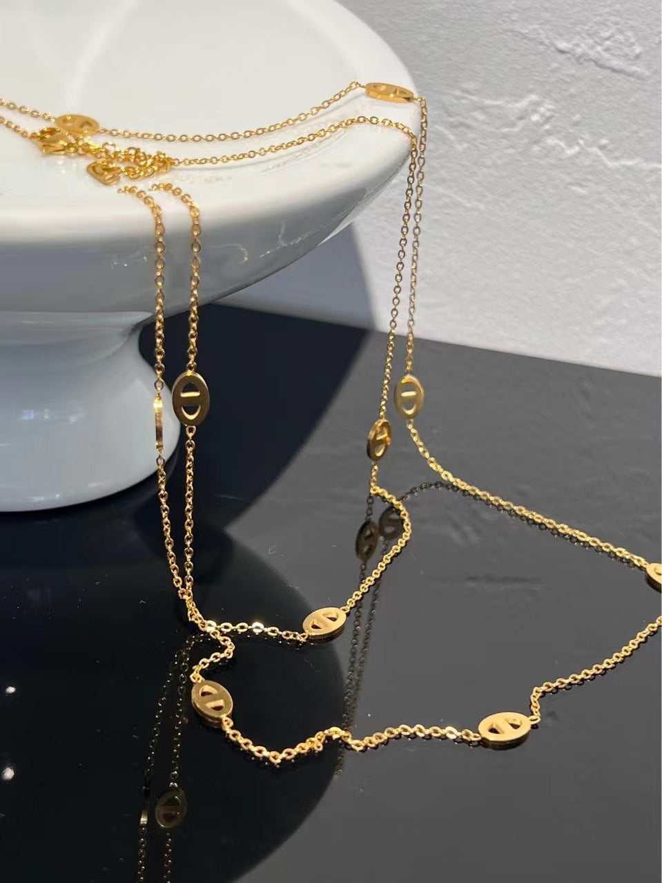 fashion animal titanium steel plating 18k gold plated sweater chain