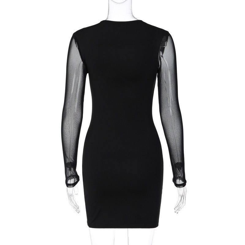 Women's Sheath Dress Streetwear Round Neck Long Sleeve Solid Color Above Knee Holiday