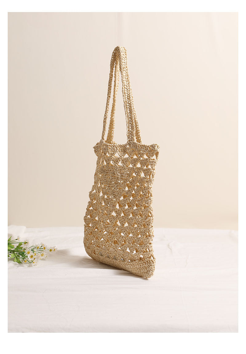 Women's Medium Paper Solid Color Classic Style Weave Square Open Straw Bag