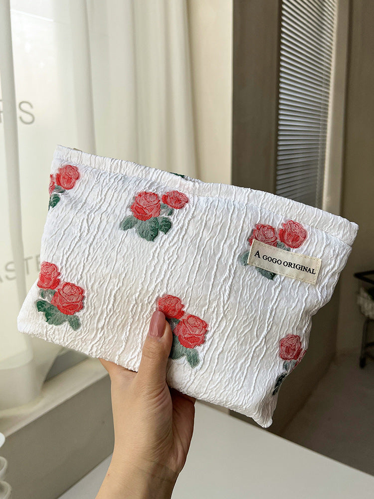 Elegant Streetwear Flower Polyester Square Makeup Bags