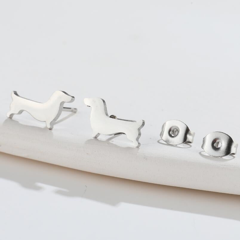 1 Pair Simple Style Dog Plating 304 Stainless Steel 18K Gold Plated Ear Studs