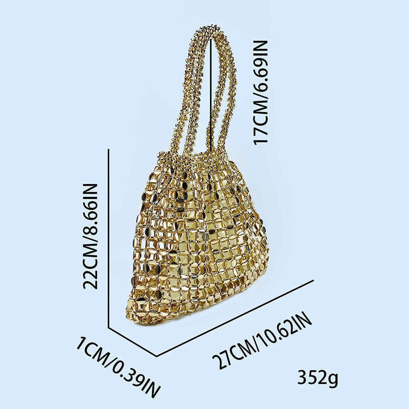 Women's Medium Arylic Solid Color Elegant Streetwear Beading Oval Open Square Bag