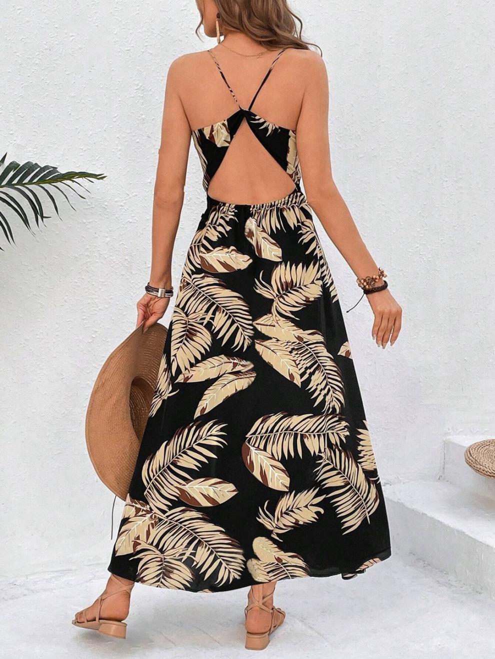 Women's Strap Dress Streetwear Strap Sleeveless Multicolor Maxi Long Dress Holiday