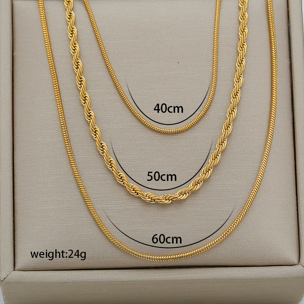 Jewelry Elegant Streetwear Geometric 304 Stainless Steel Plating Layered Necklaces