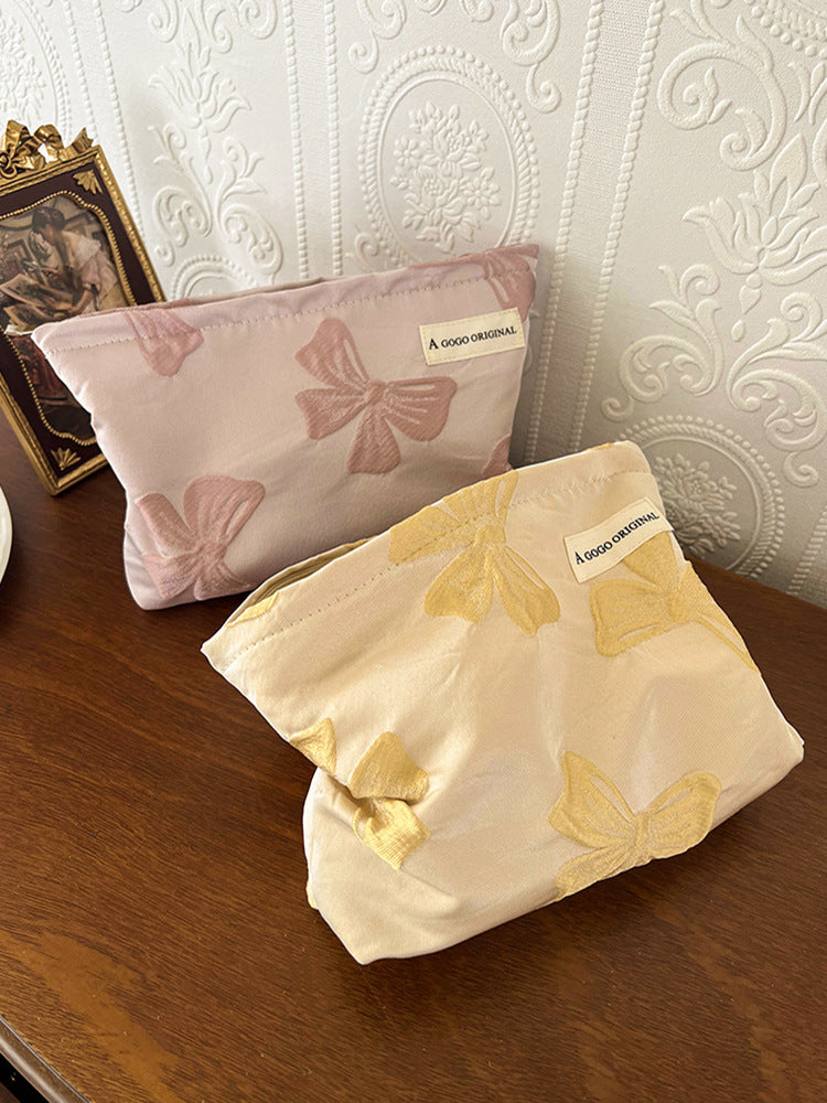 Elegant Streetwear Solid Color Bow Knot Polyester Square Makeup Bags