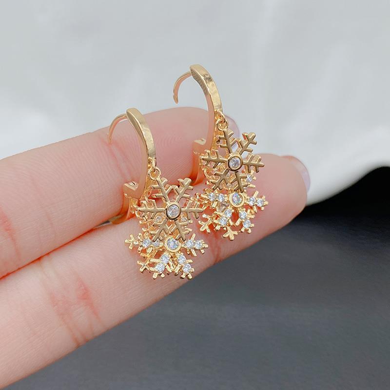 1 pair cute christmas tree santa claus snowflake copper drop earrings