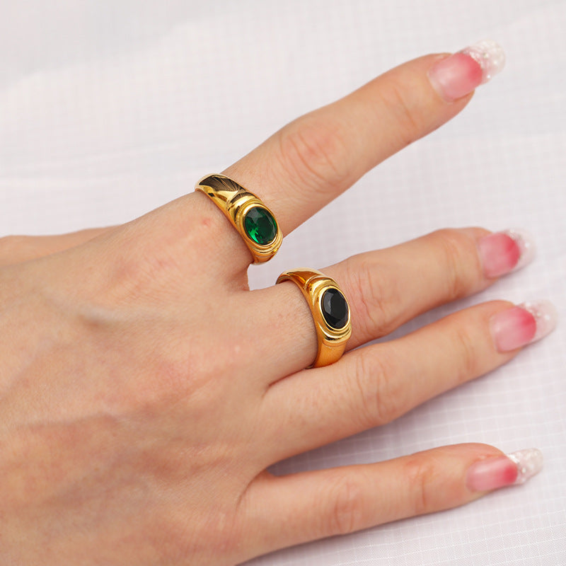 Jewelry Lady Geometric Titanium Steel Zircon Inlay Rings