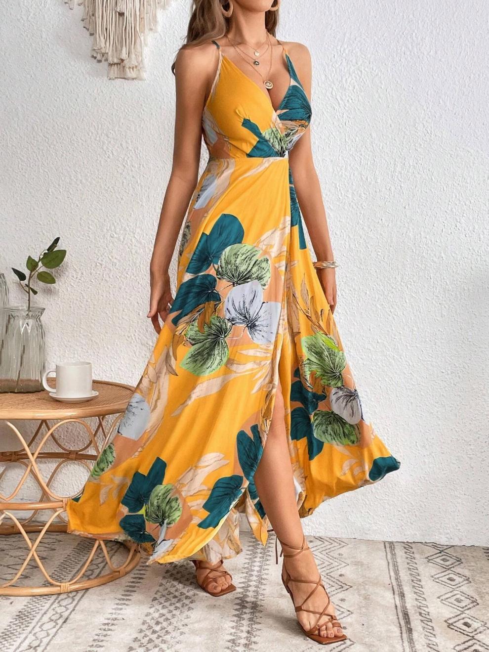 Women's Strap Dress Streetwear Strap Sleeveless Multicolor Maxi Long Dress Holiday