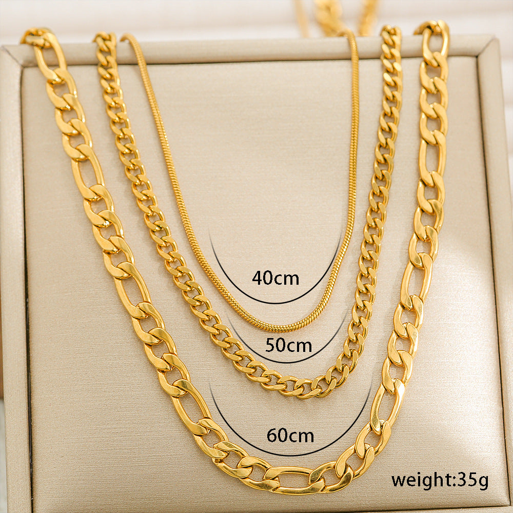 Jewelry Elegant Streetwear Geometric 304 Stainless Steel Plating Layered Necklaces