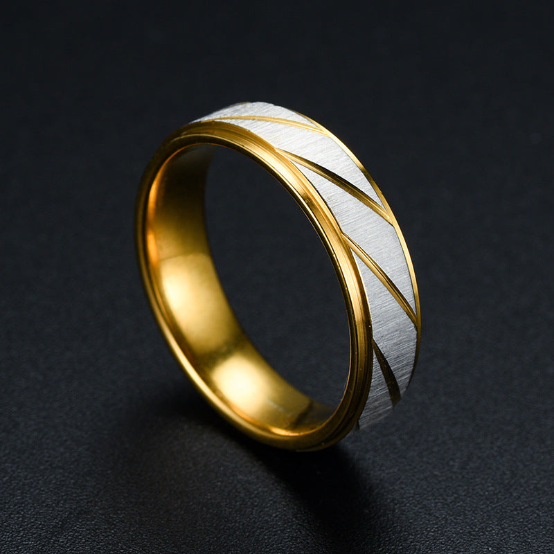 fashion golden slash stainless steel ring