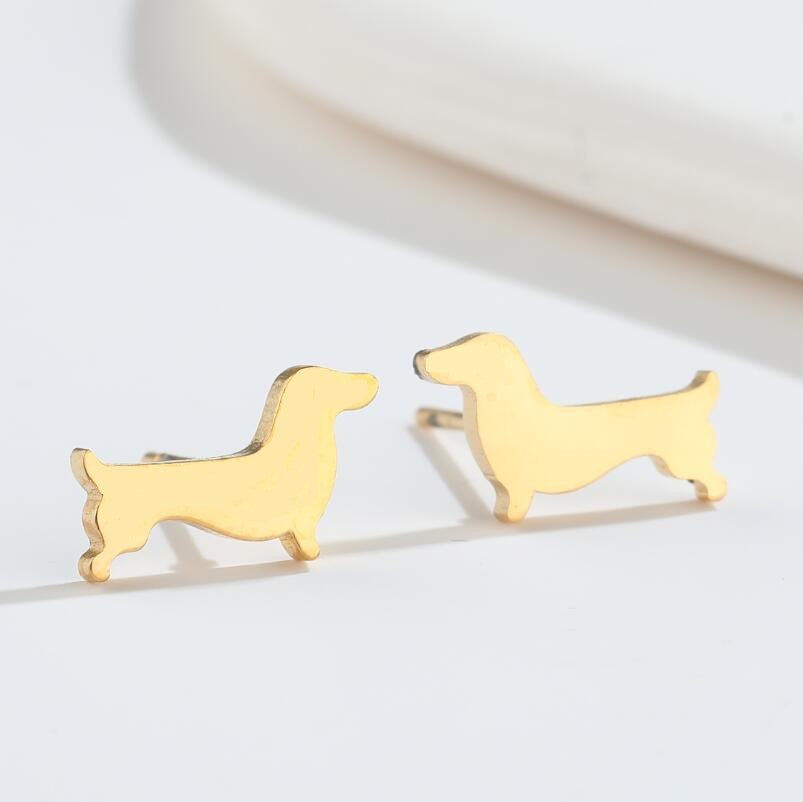 1 Pair Simple Style Dog Plating 304 Stainless Steel 18K Gold Plated Ear Studs