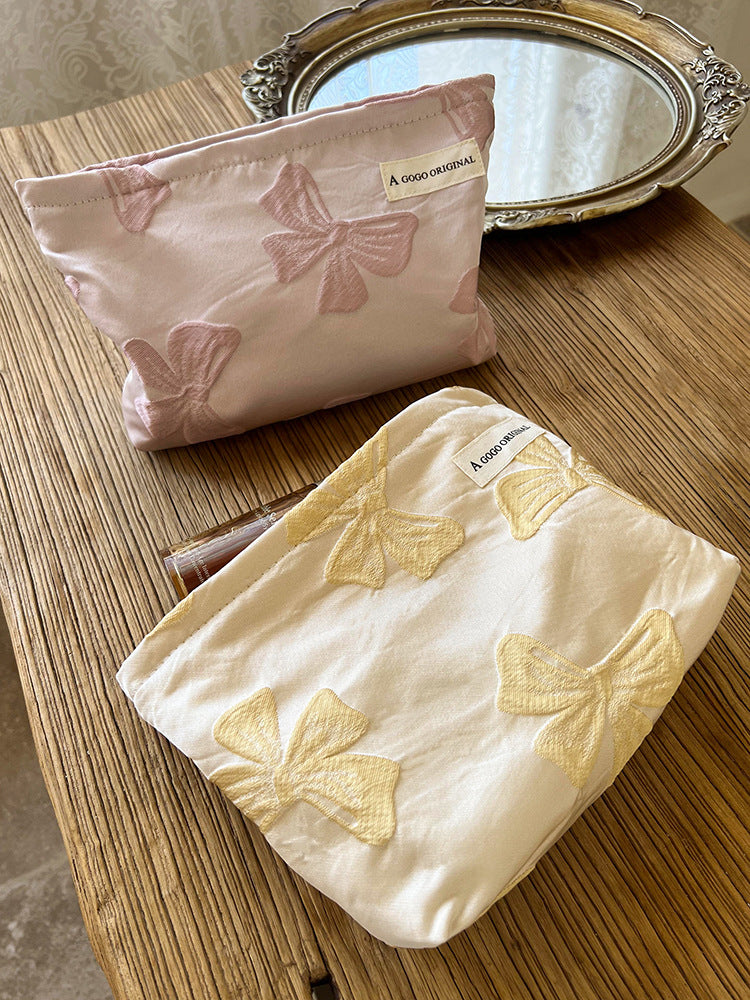 Elegant Streetwear Solid Color Bow Knot Polyester Square Makeup Bags