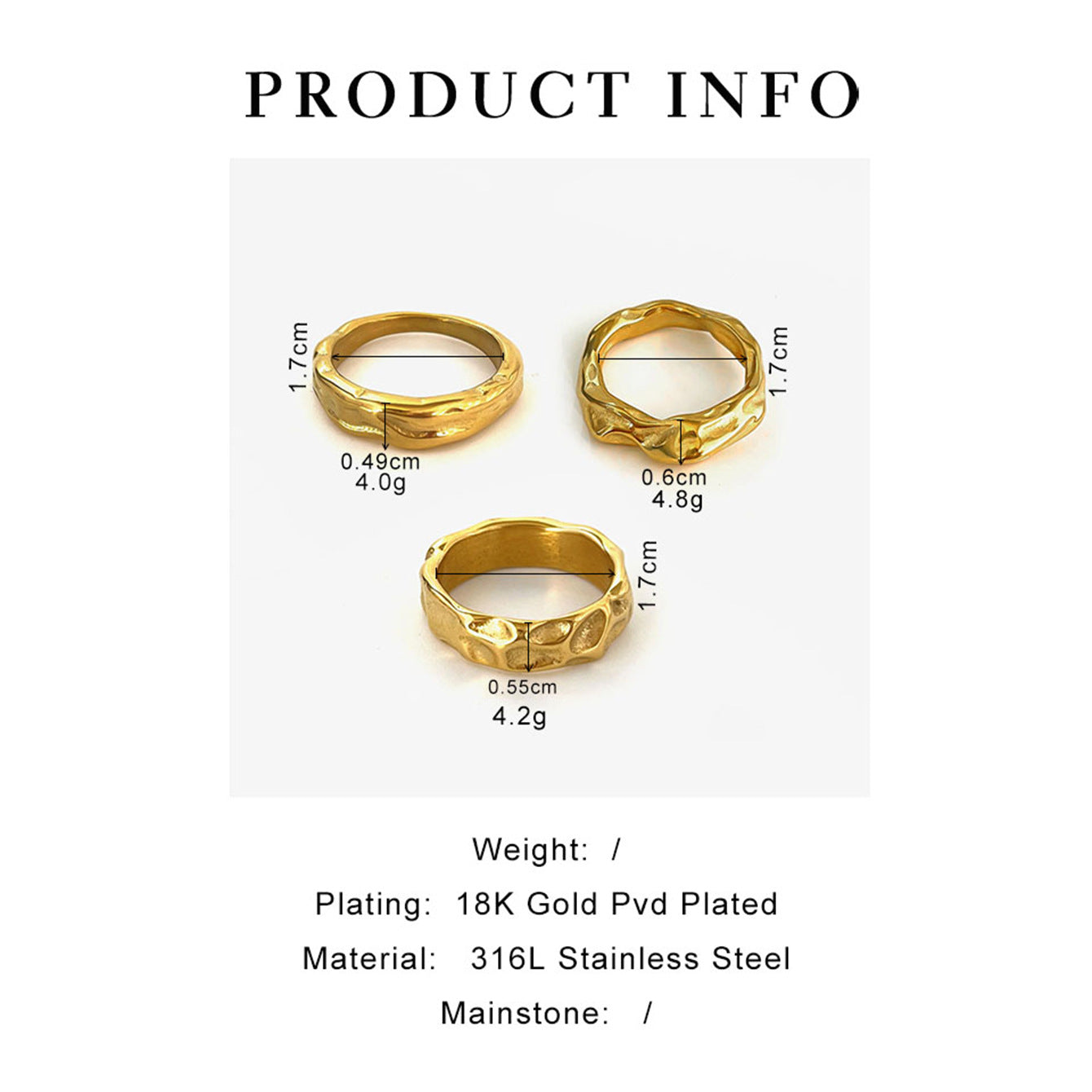 Jewelry Vintage Style Simple Style Geometric 316L Stainless Steel  Plating Rings