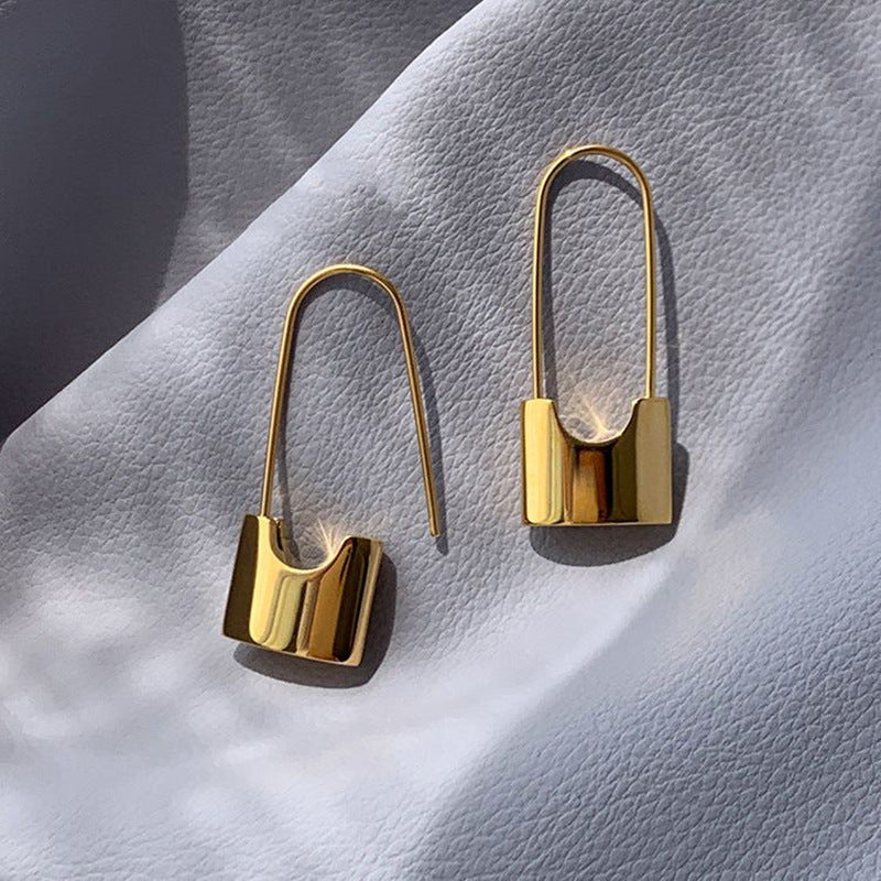 1 Pair Casual Simple Style Lock Plating Copper Earrings