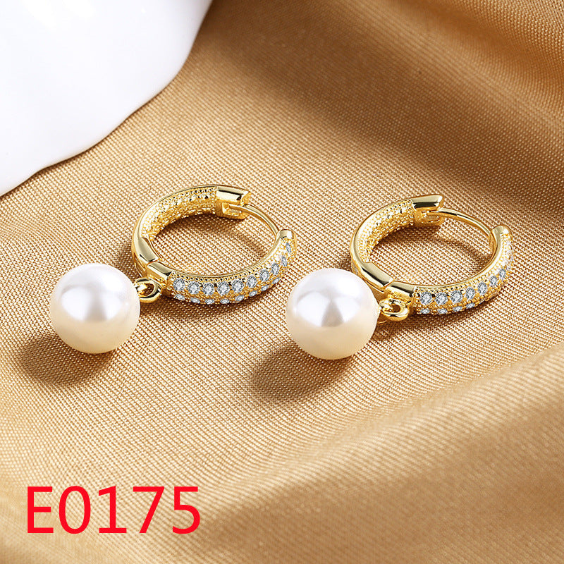 1 Pair Elegant Streetwear U Shape Round Inlay Copper Artificial Pearls Zircon Drop Earrings