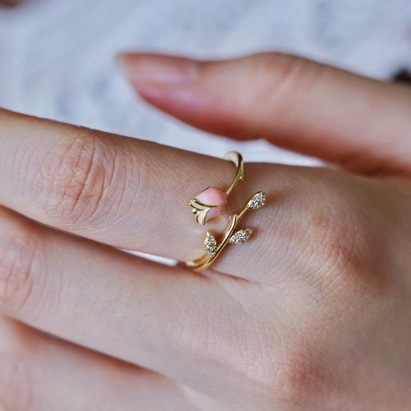 Copper Geometric Flower Open Rings