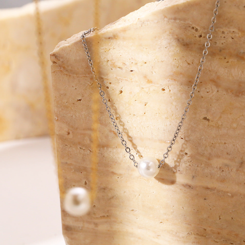 Jewelry Casual Simple Style Geometric 304 Stainless Steel Imitation Pearl Stainless Steel Necklaces