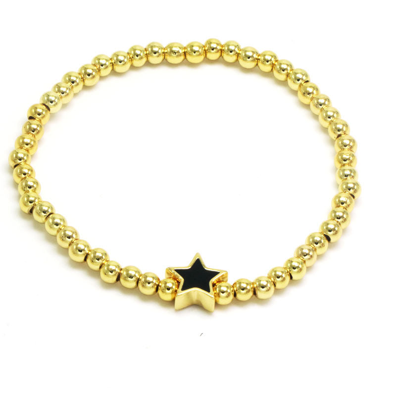 Copper 18K Gold Plated Beaded Enamel Star Bracelets