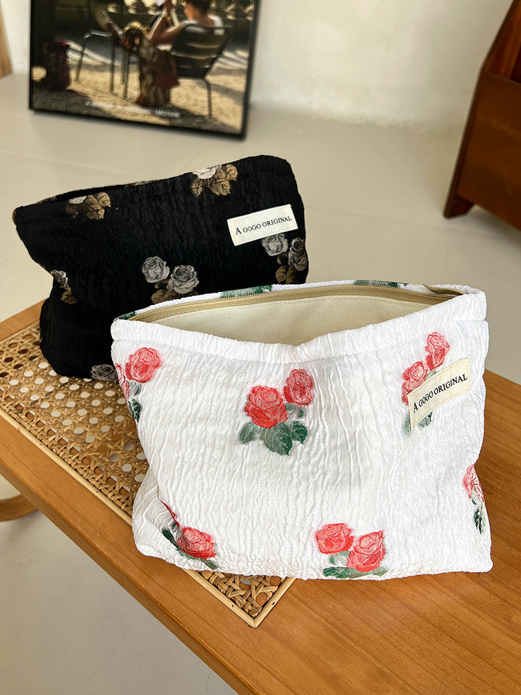 Elegant Streetwear Flower Polyester Square Makeup Bags