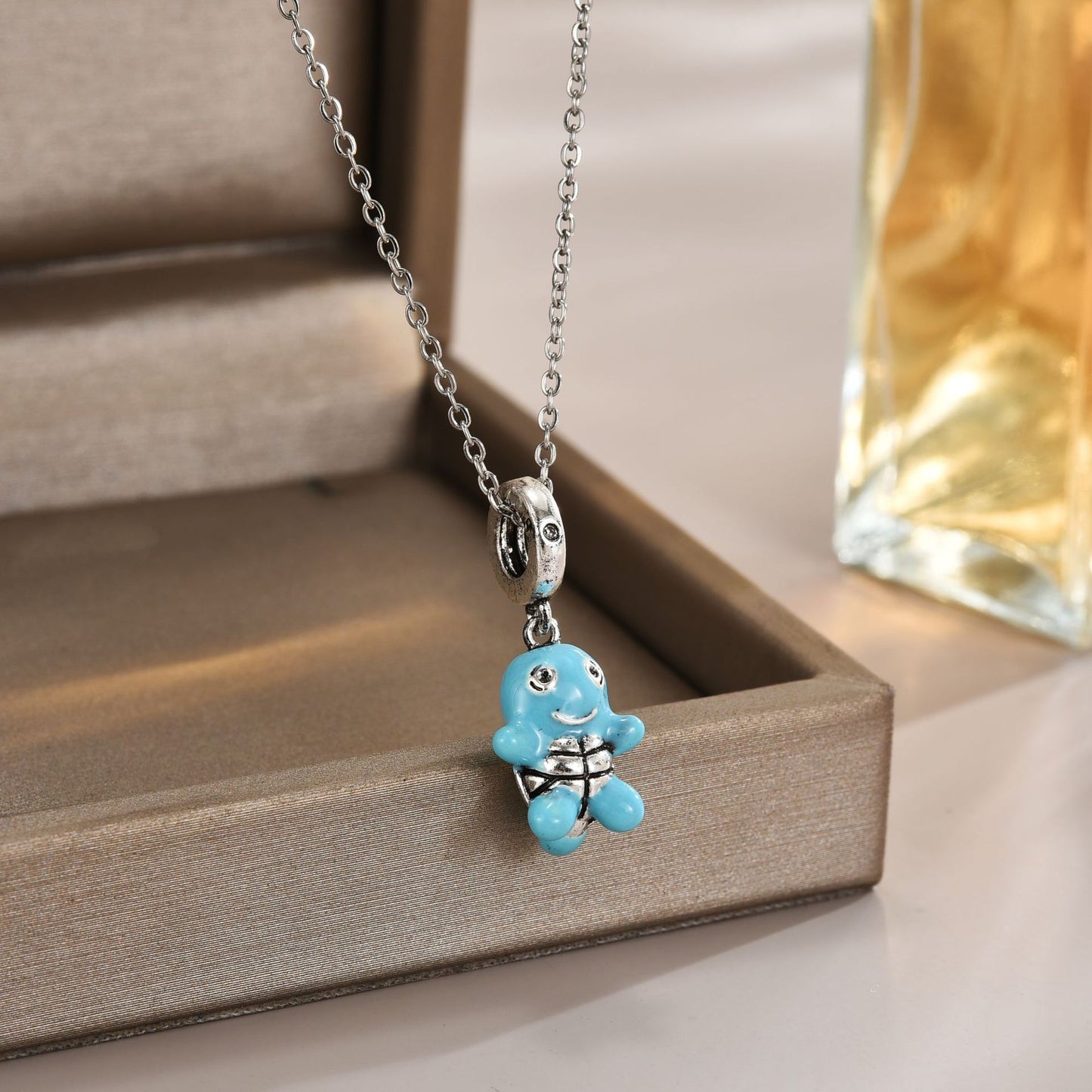 Jewelry Cute Cartoon Titanium Steel Zircon Enamel Inlay Pendant Necklace