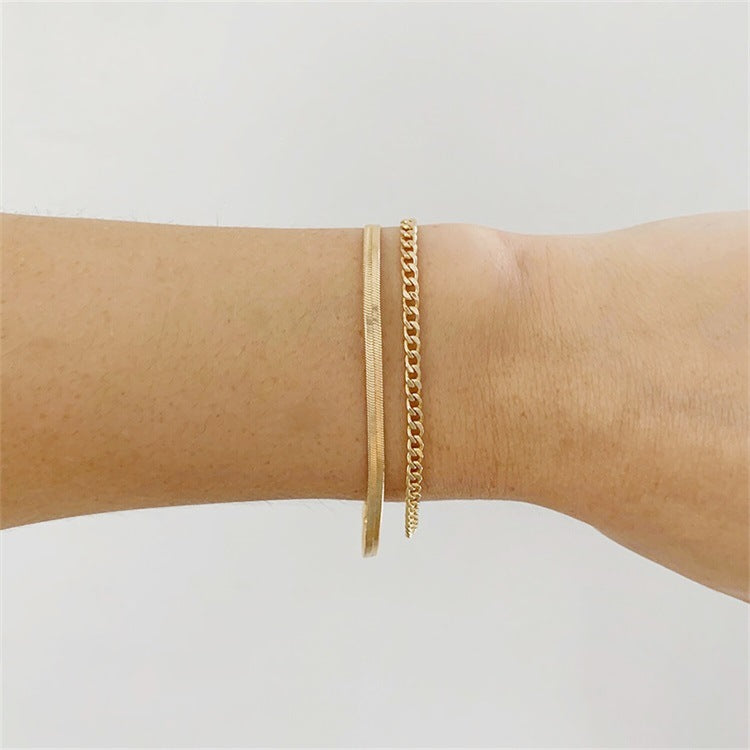 simple style u shape stainless steel plating chain 14k gold plated bracelets