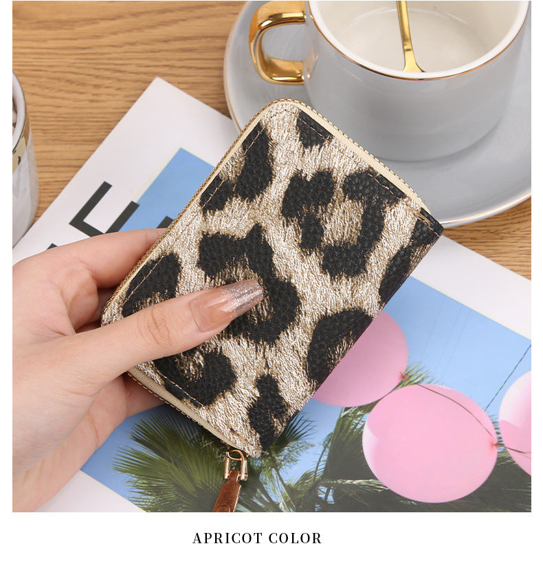 Women's Leopard Pu Leather Zipper Card Holders