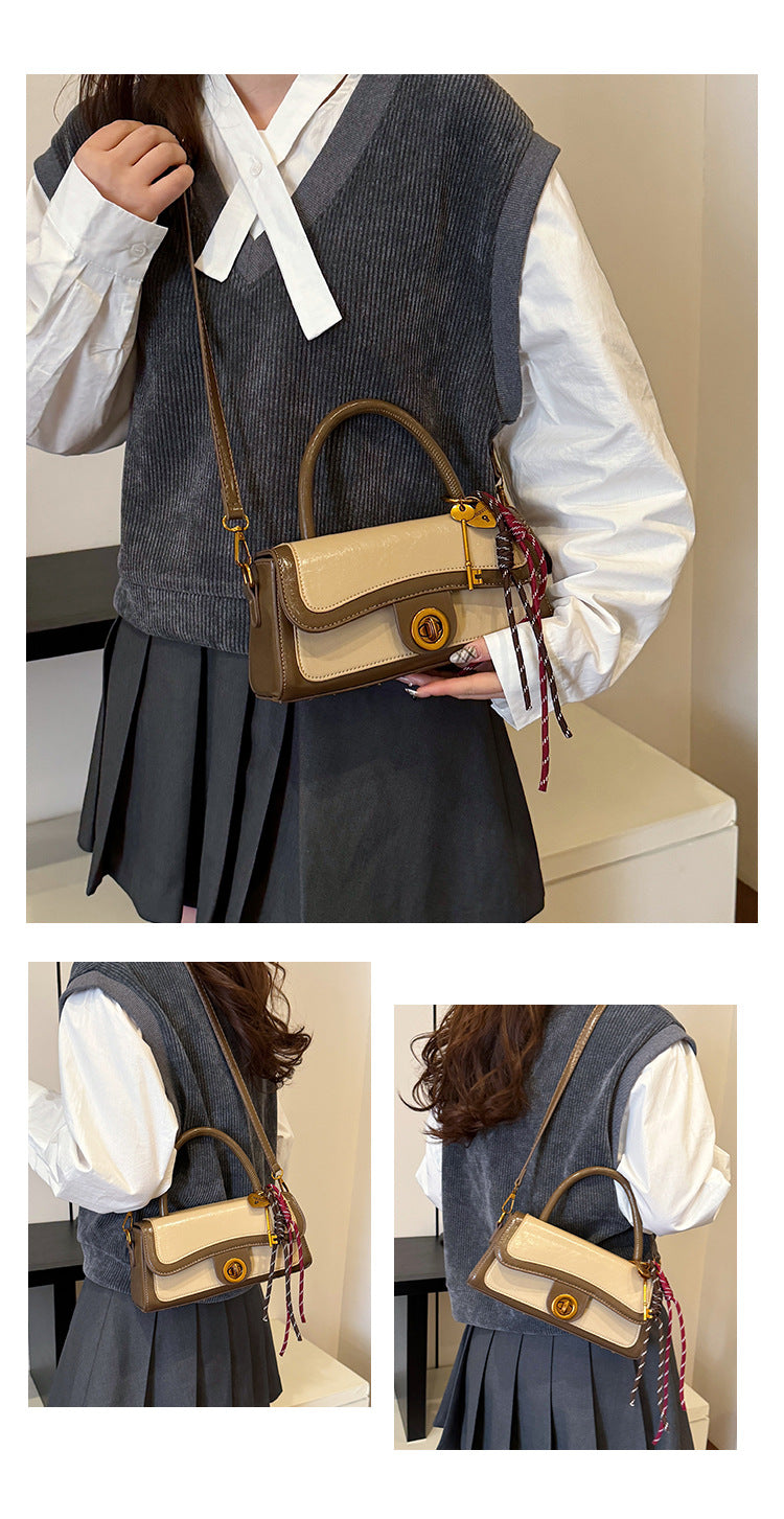 Women's Medium Pu Leather Solid Color Streetwear Square Lock clasp Crossbody Bag