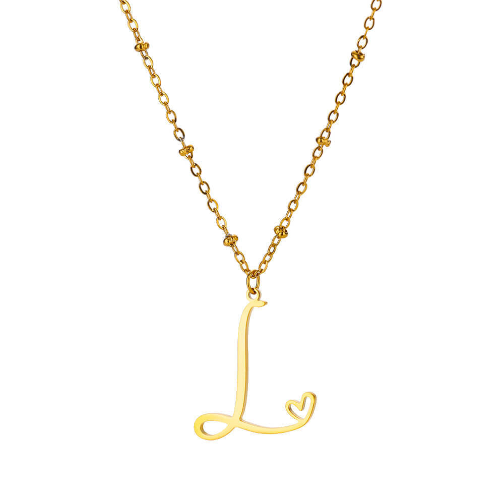 Jewelry IG Style Sweet Letter Heart Shape 304 Stainless Steel Plating Hollow Out Pendant Necklace