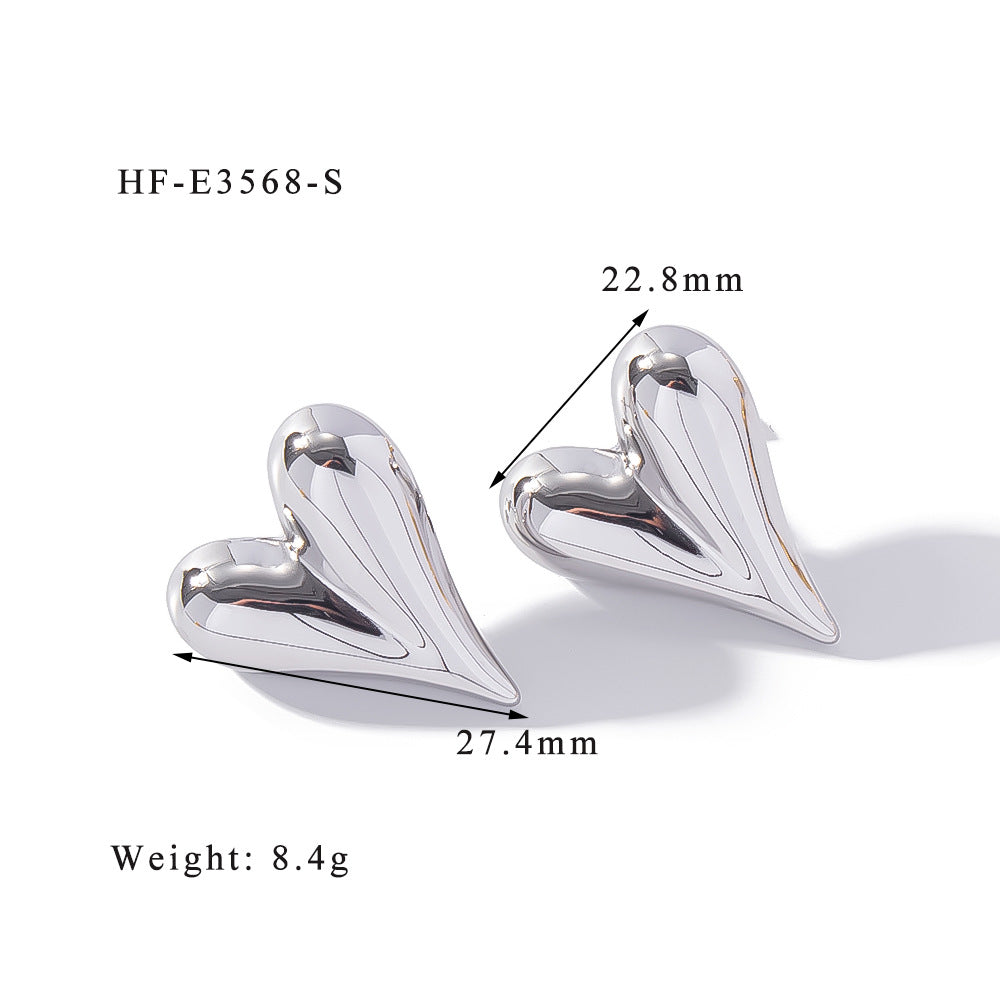 1 Pair Simple Style Classic Style U Shape Heart Shape Plating 316L Stainless Steel  Ear Studs