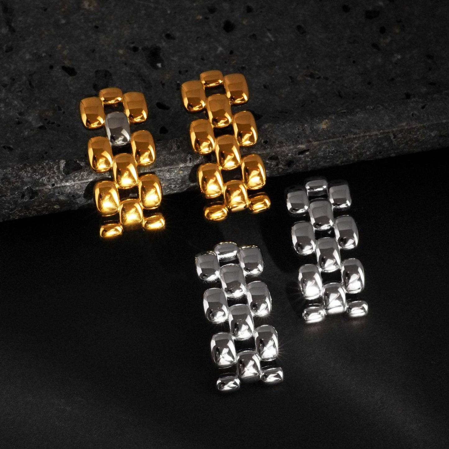 1 Pair IG Style Simple Style Solid Color Polishing Titanium Steel 18K Gold Plated Ear Studs - CEJEW