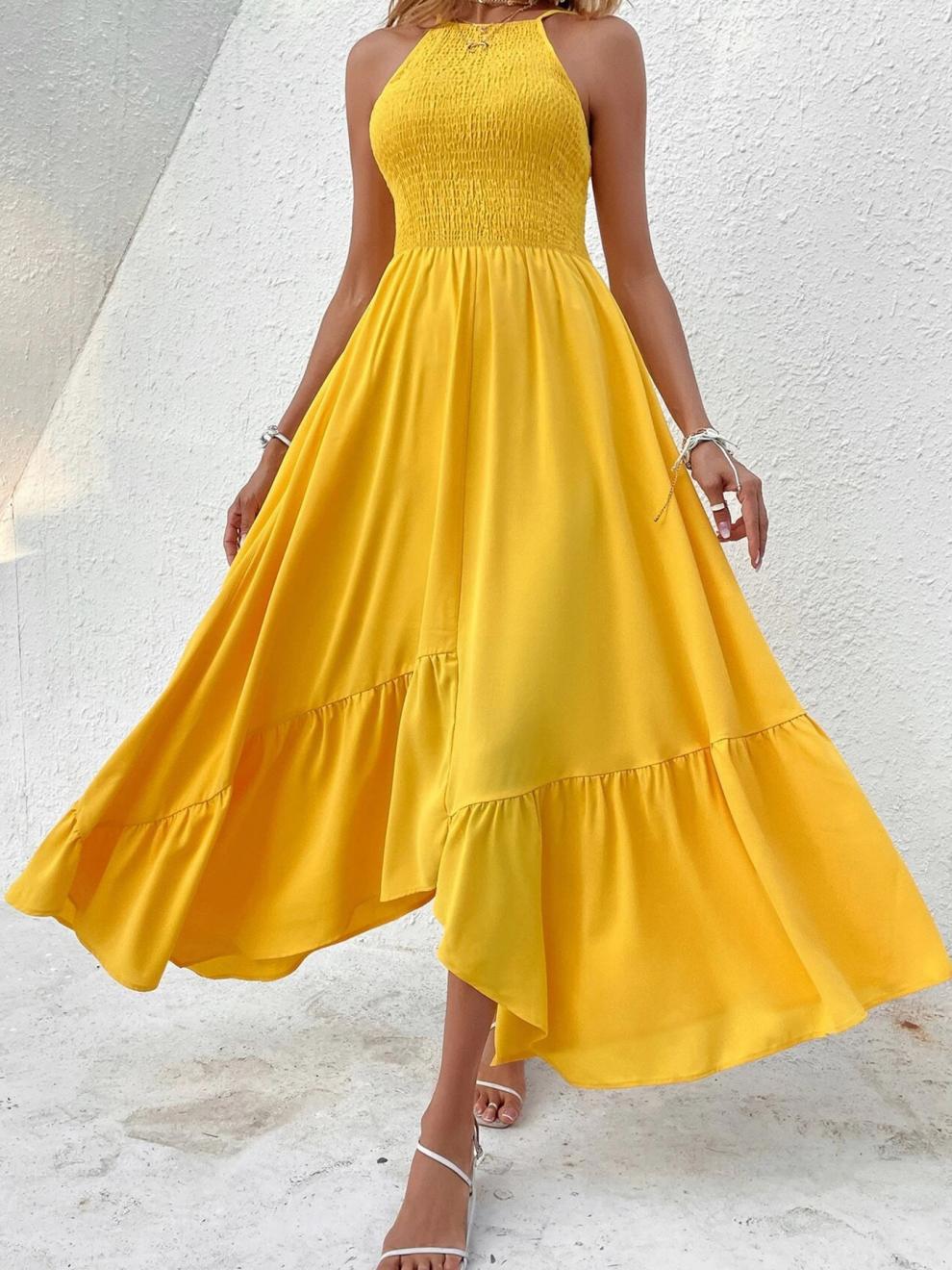 Women's Strap Dress Streetwear Strap Sleeveless Solid Color Midi Dress Holiday