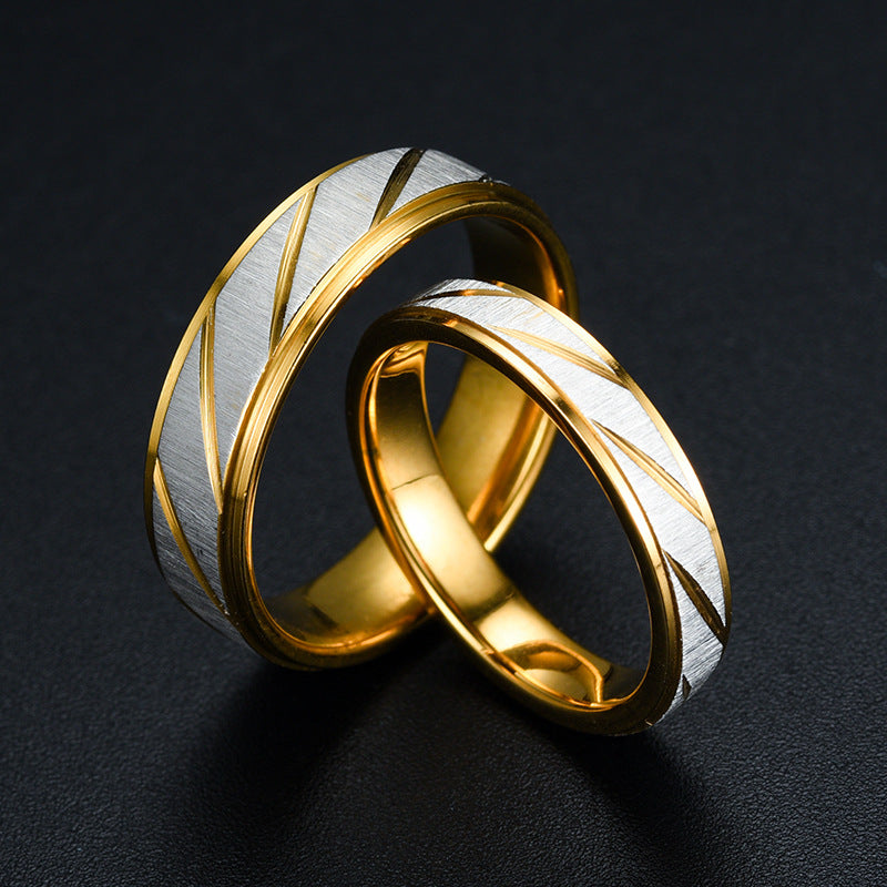 fashion golden slash stainless steel ring