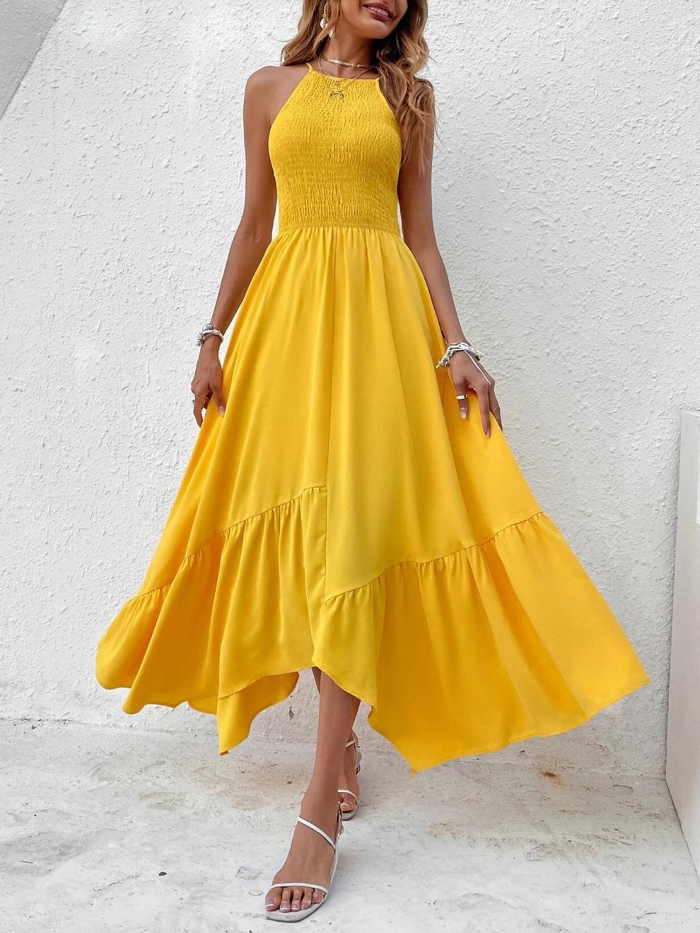 Women's Strap Dress Streetwear Strap Sleeveless Solid Color Midi Dress Holiday