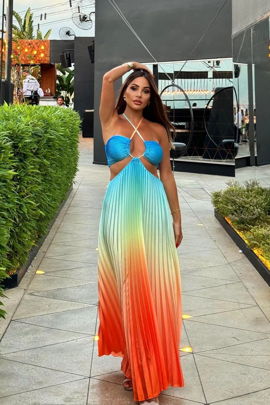 Women's Sundress Vacation Halter Neck Sleeveless Multicolor Maxi Long Dress Holiday